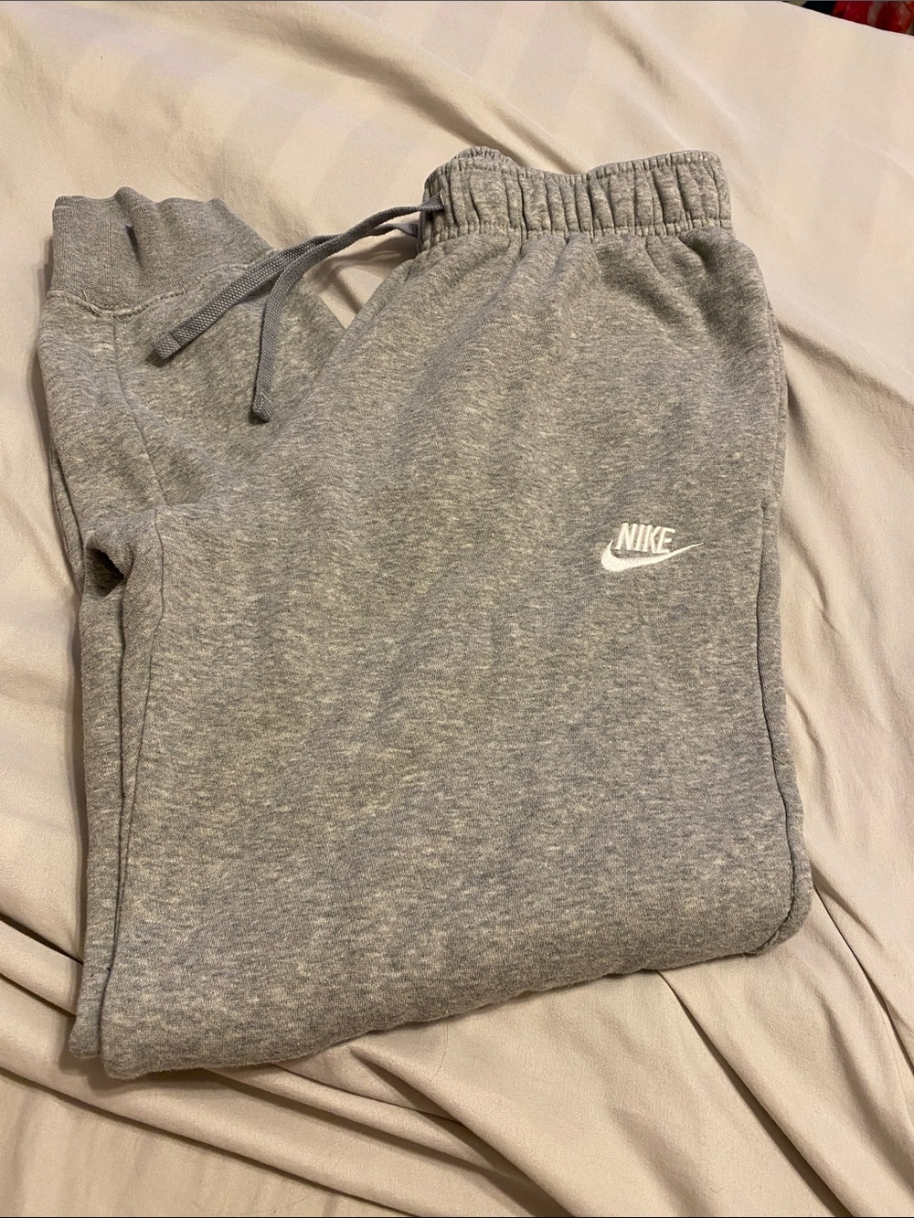 Nike Grey Heather Joggers with White Swoosh